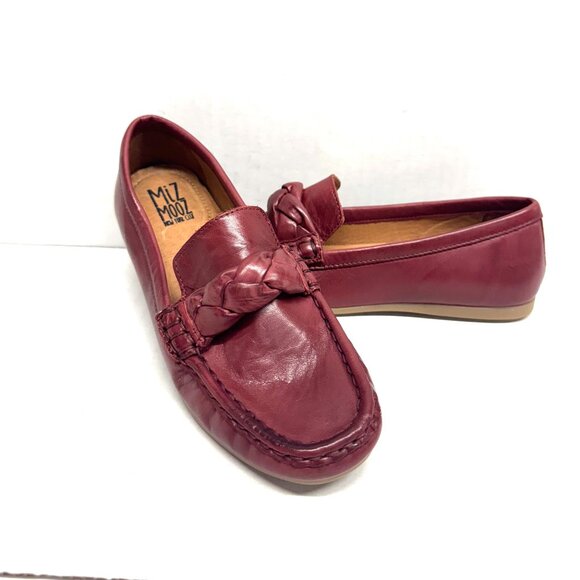 MIZ MOOZ LEATHER SLIP ON FLATS WINE 37EU / 7US NEW # X-32 - Picture 1 of 3